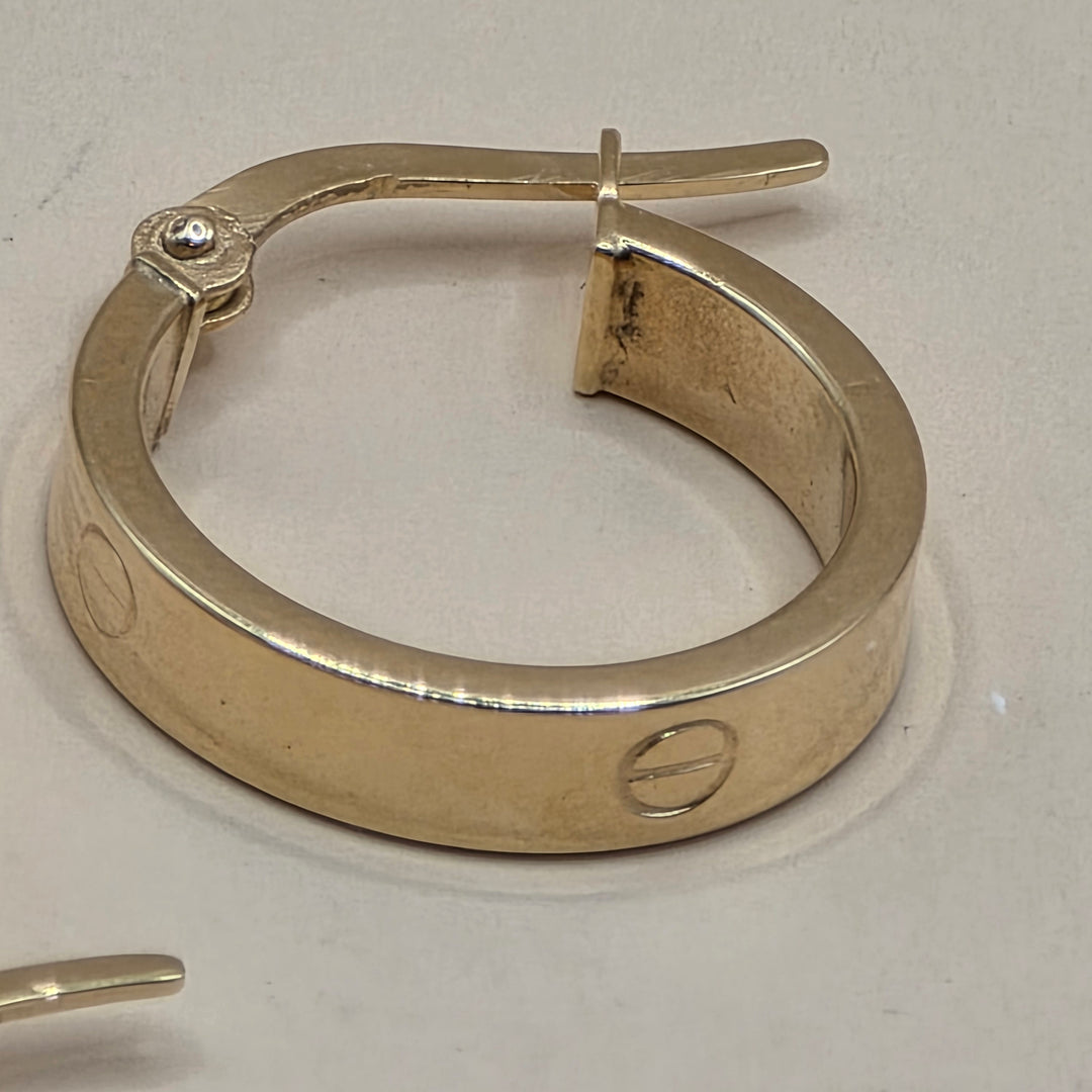 18K Gold Cartier Style Love Hoop Earrings