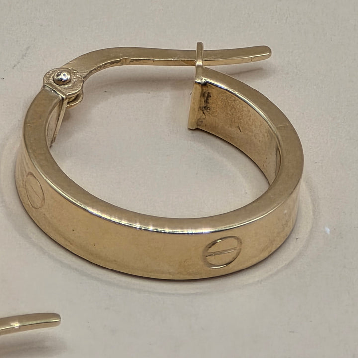 18K Gold Cartier Style Love Hoop Earrings