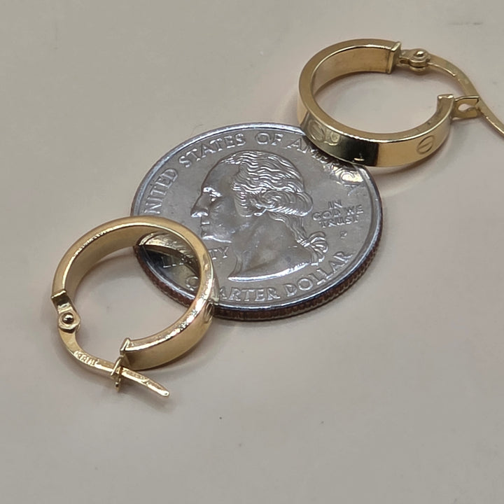 18K Gold Cartier Style Love Hoop Earrings