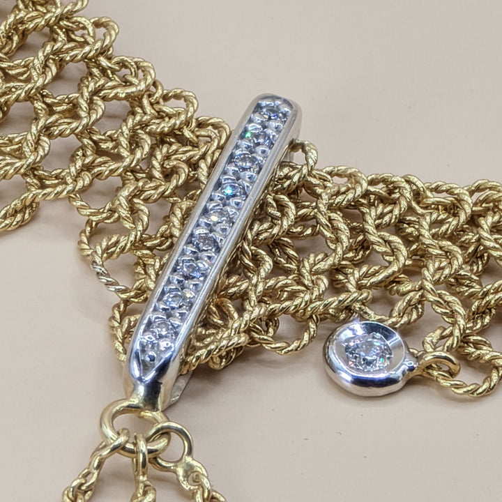 18K Gold, Smokey Topaz & Diamond Ethnic African Chandelier Necklace