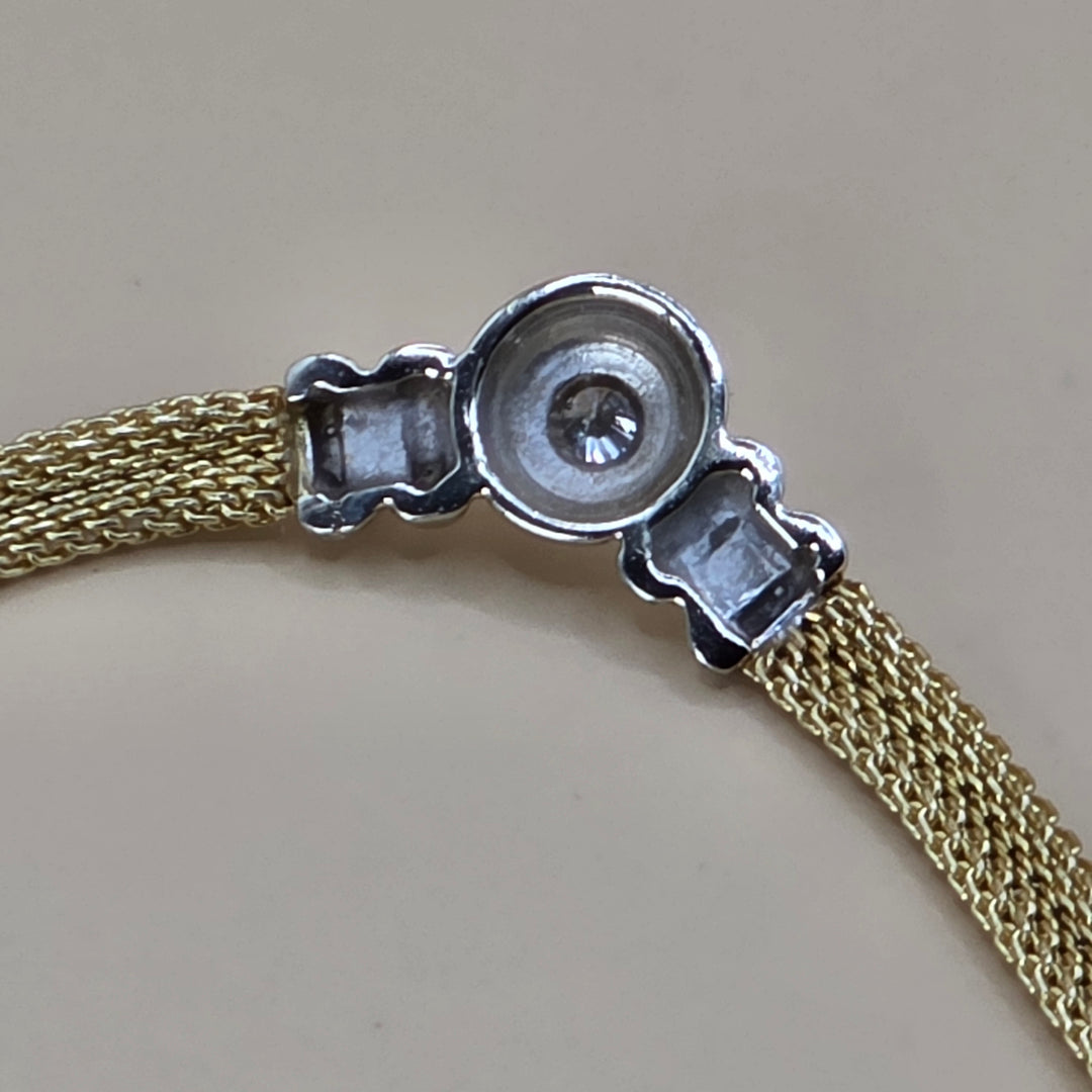 14K White & Yellow Gold and Diamond Mesh Collar Necklace