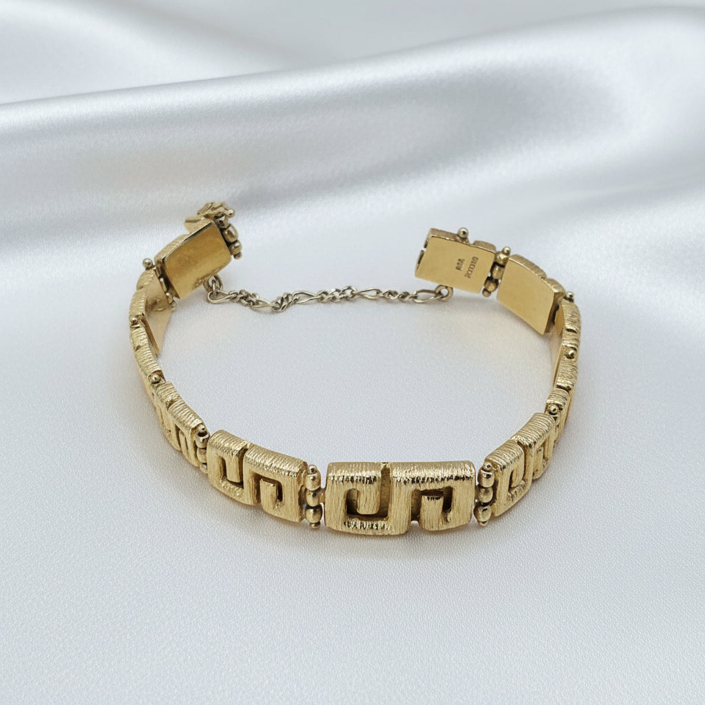 18K Gold Chunky Abstract Meander Link Bracelet