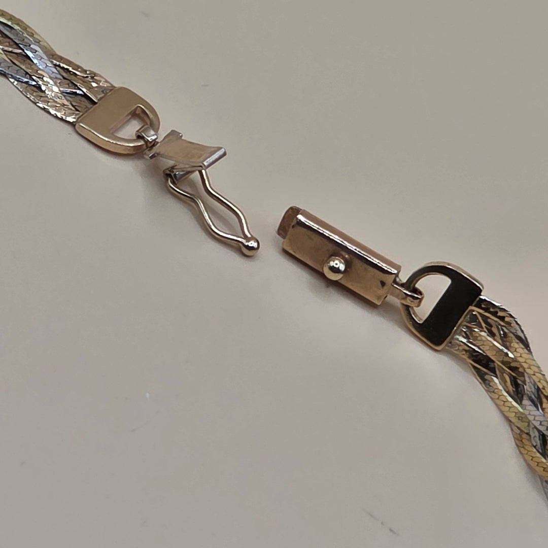 14K Tri-Color Gold Braided Strand Necklace