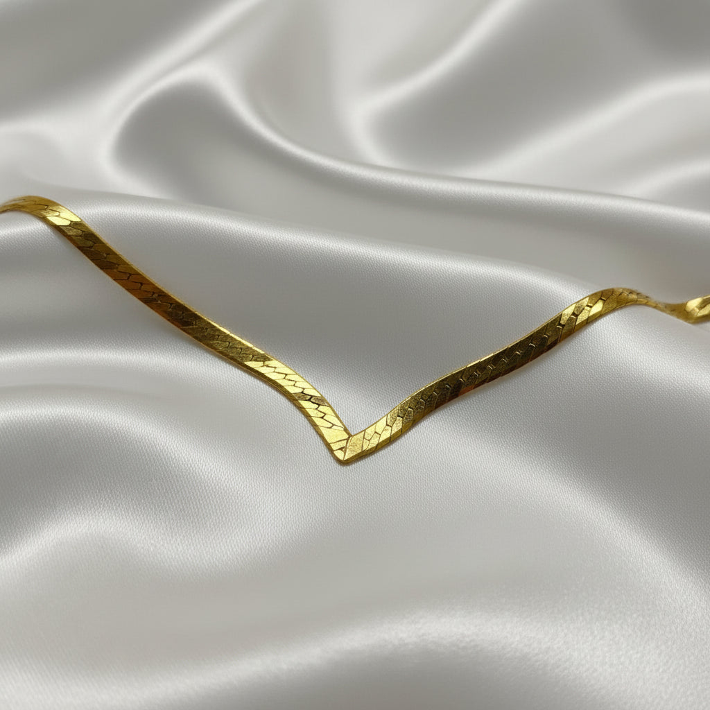 14K Gold 2-in-1 Geneva V Herringbone Necklace