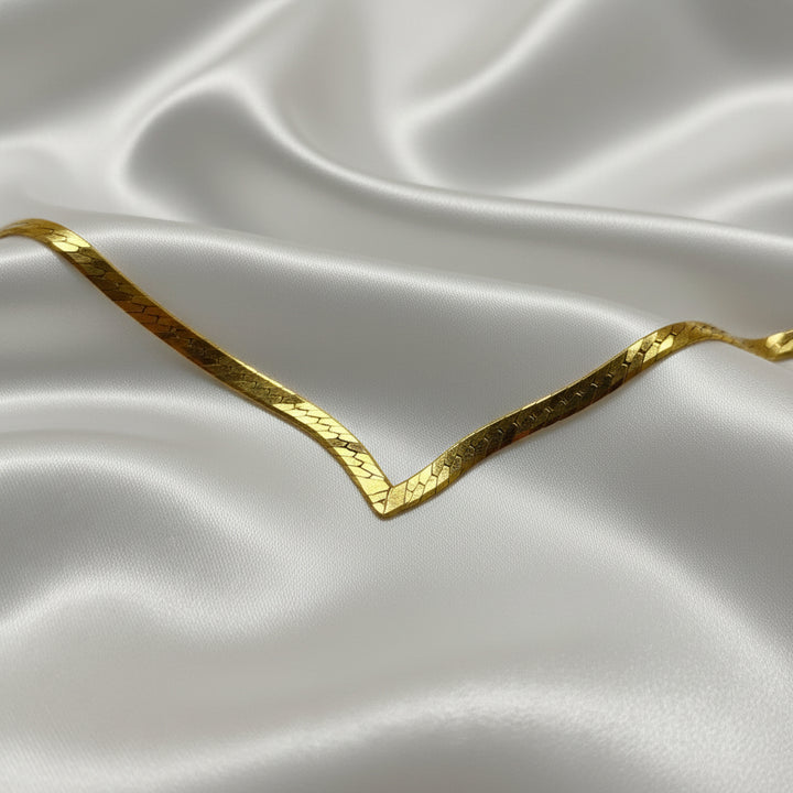 14K Gold 2-in-1 Geneva V Herringbone Necklace