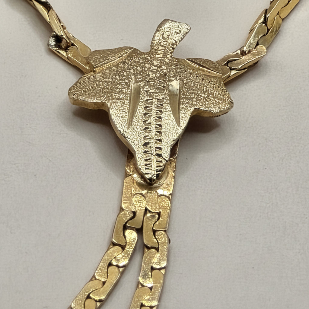 14K Gold Tassel Fixed Hibiscus Leaf Necklace