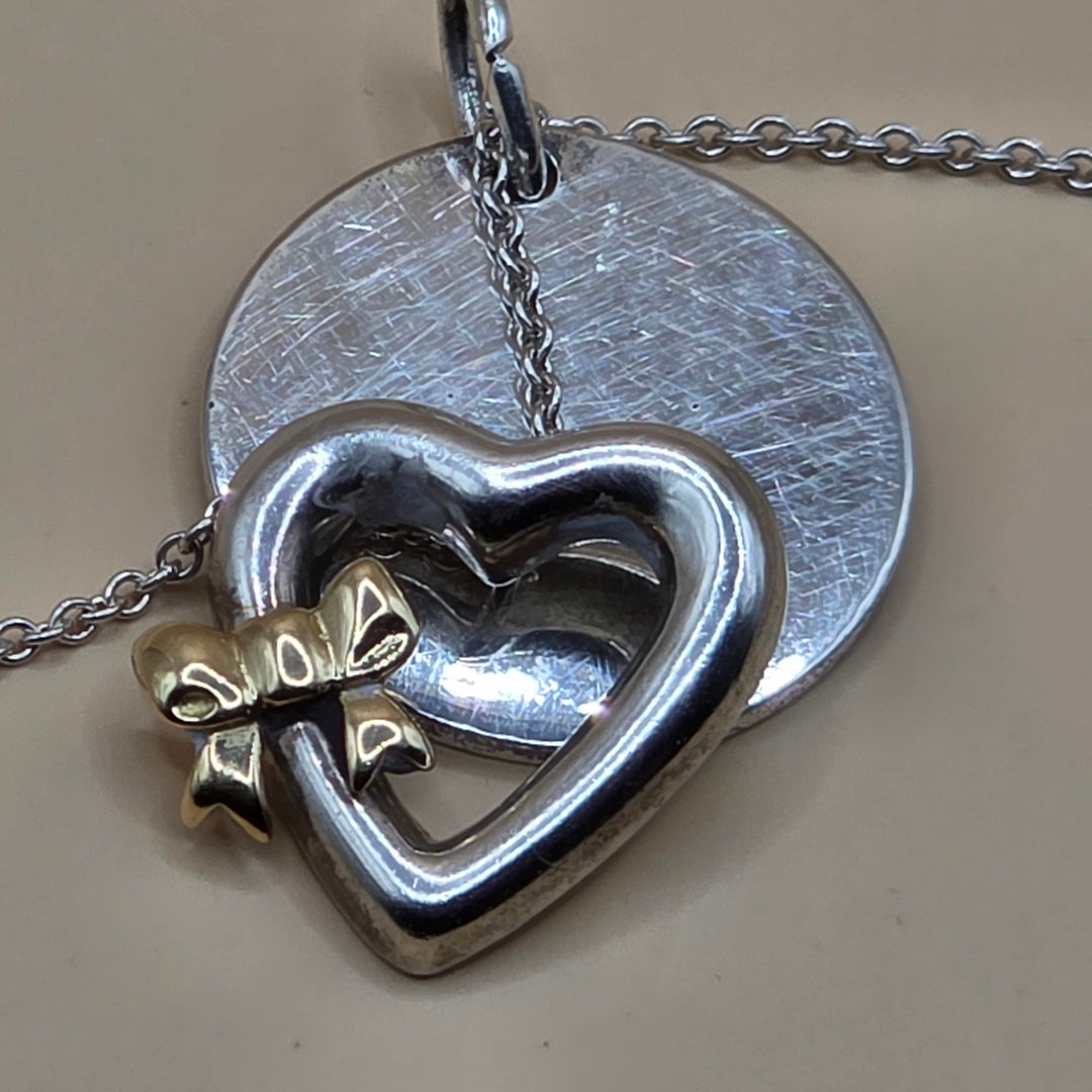 Tiffany & Co Heart & Round Tag Sterling Silver Necklace