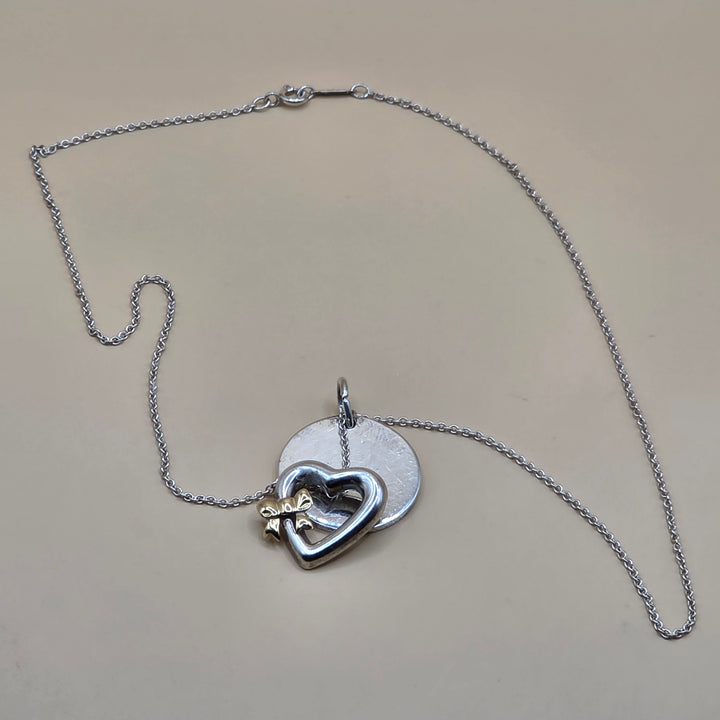 Tiffany & Co Heart & Round Tag Sterling Silver Necklace