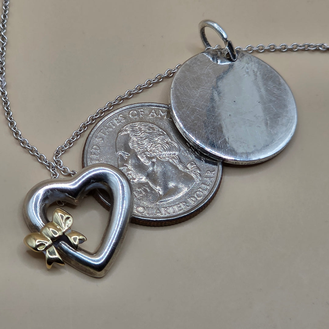 Tiffany & Co Heart & Round Tag Sterling Silver Necklace