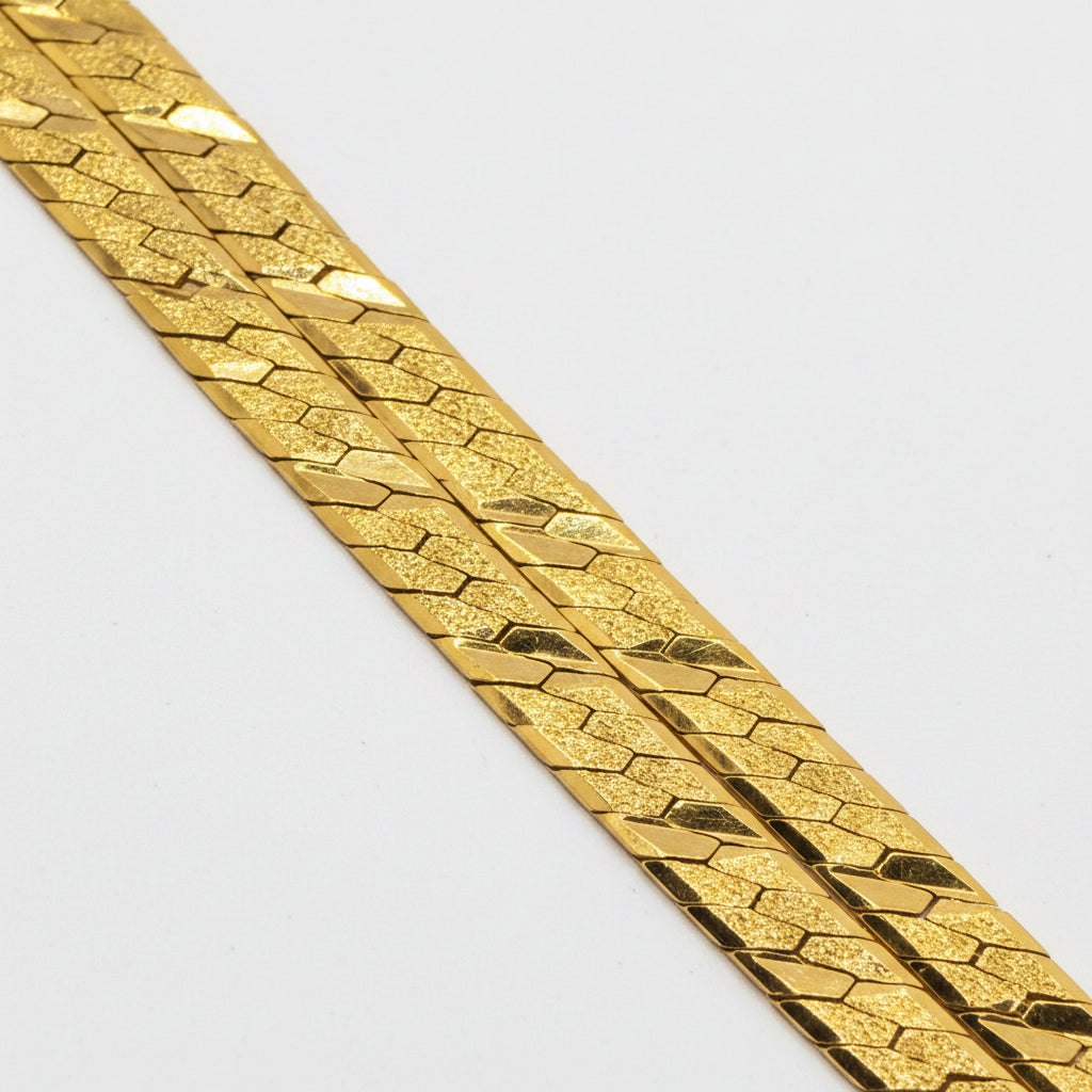 14K Gold 2-in-1 Geneva V Herringbone Necklace