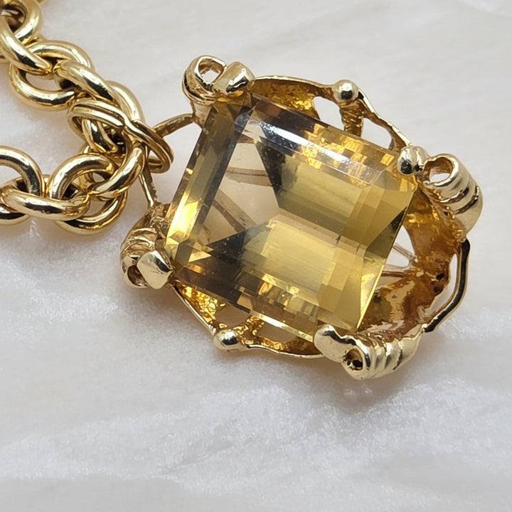 14 & 18K Gold and Reversible Citrine Pendant Necklace