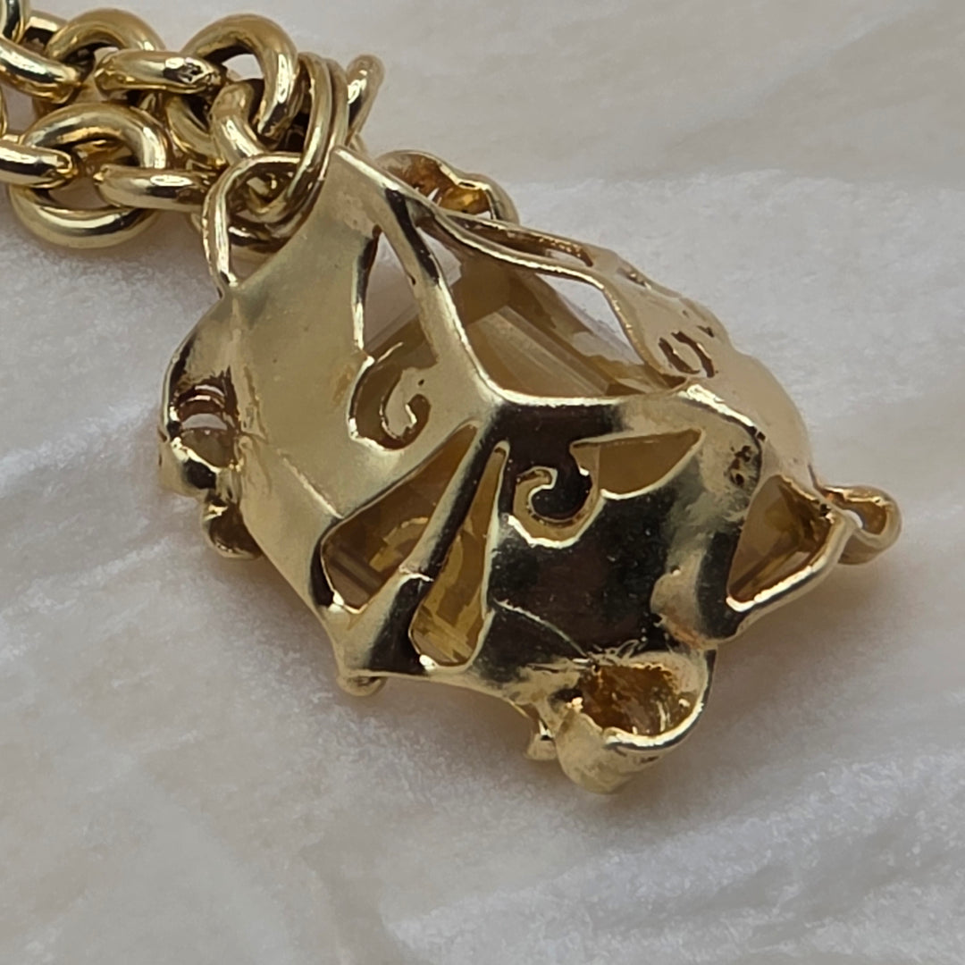 14 & 18K Gold and Reversible Citrine Pendant Necklace