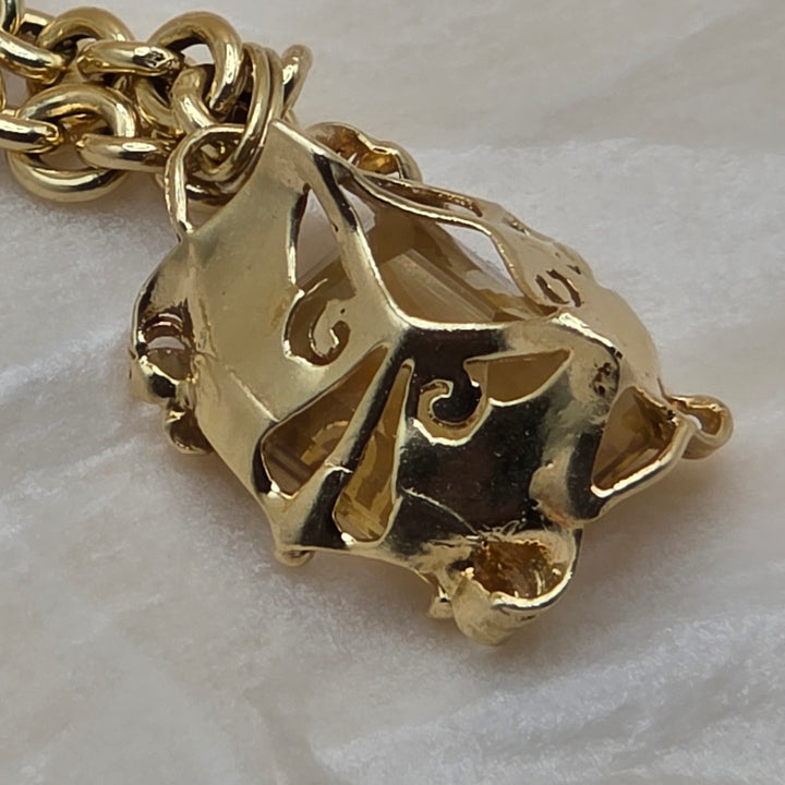 14 & 18K Gold and Reversible Citrine Pendant Necklace