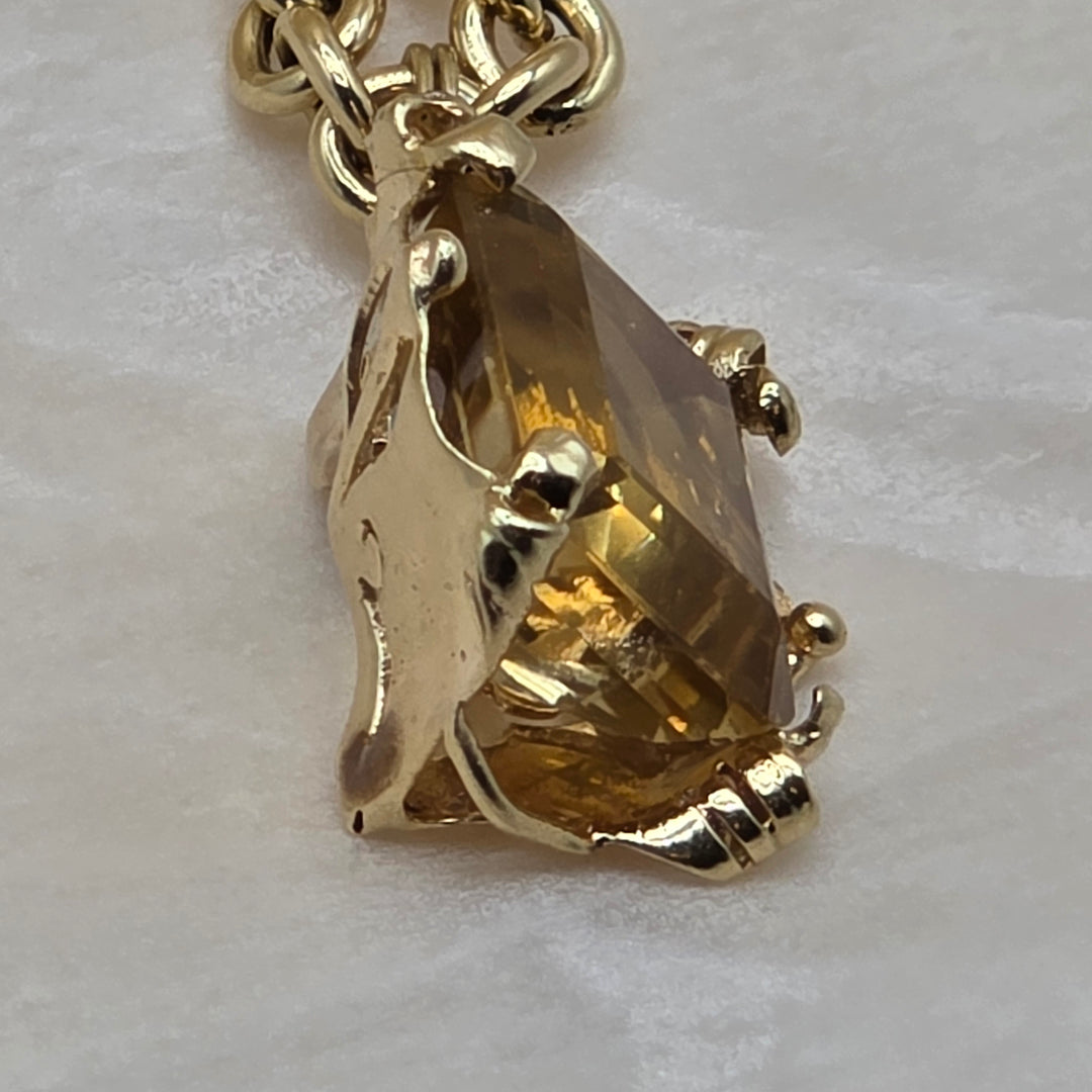 14 & 18K Gold and Reversible Citrine Pendant Necklace