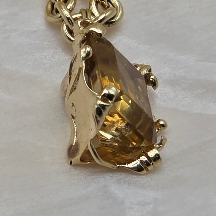 14 & 18K Gold and Reversible Citrine Pendant Necklace