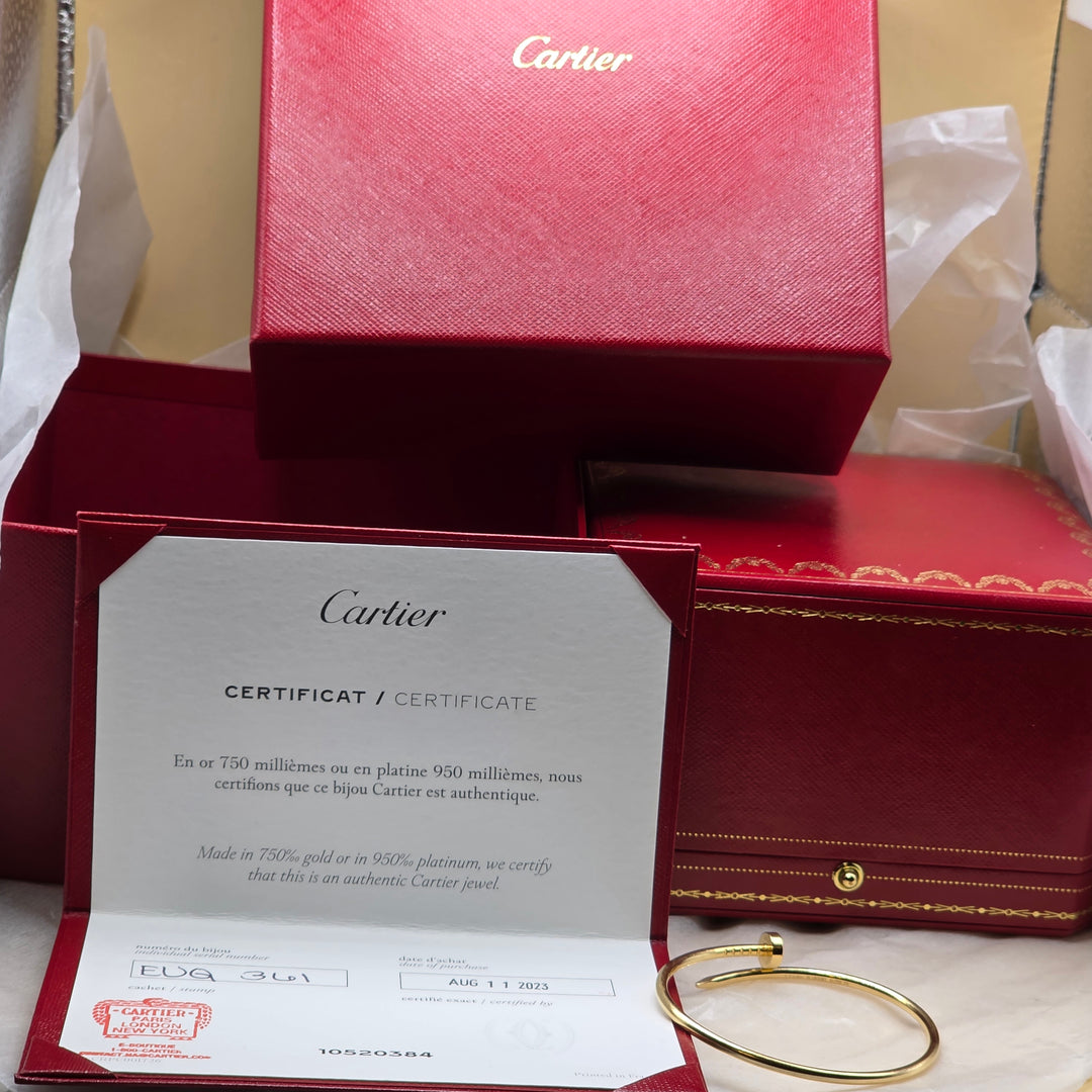 Authentic Cartier 18K Gold Juste un Clou Bracelet w Box & Papers