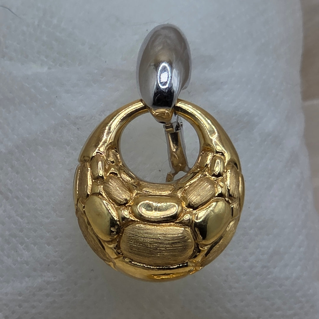 18K 2-Tone Gold Sculptural Form Dangle Earrings