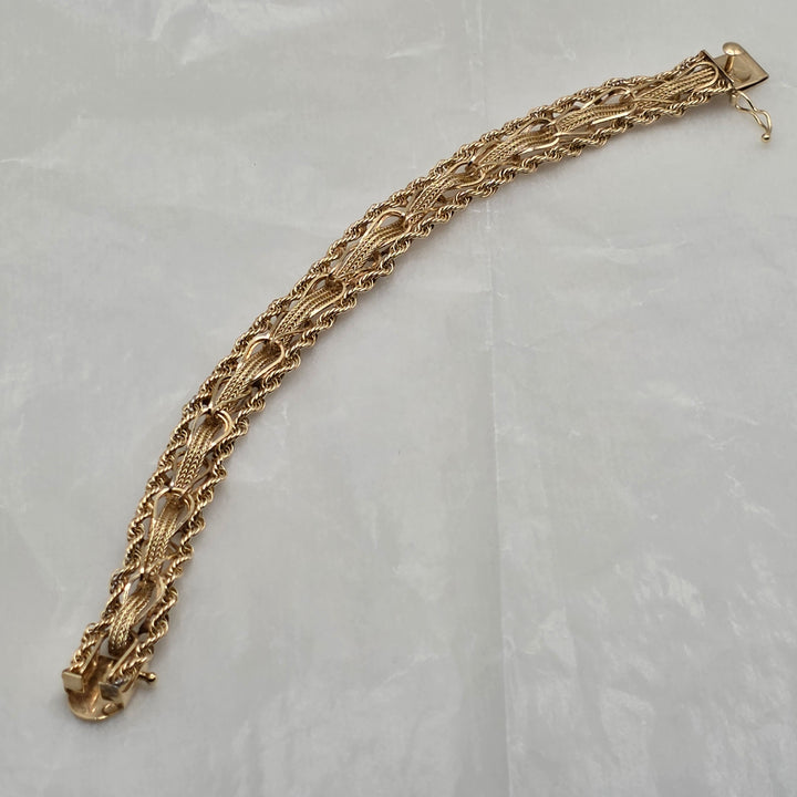 14K Gold Intricate Woven & Twisted Ropes Statement Bracelet