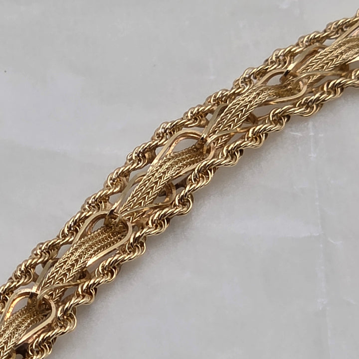 14K Gold Intricate Woven & Twisted Ropes Statement Bracelet