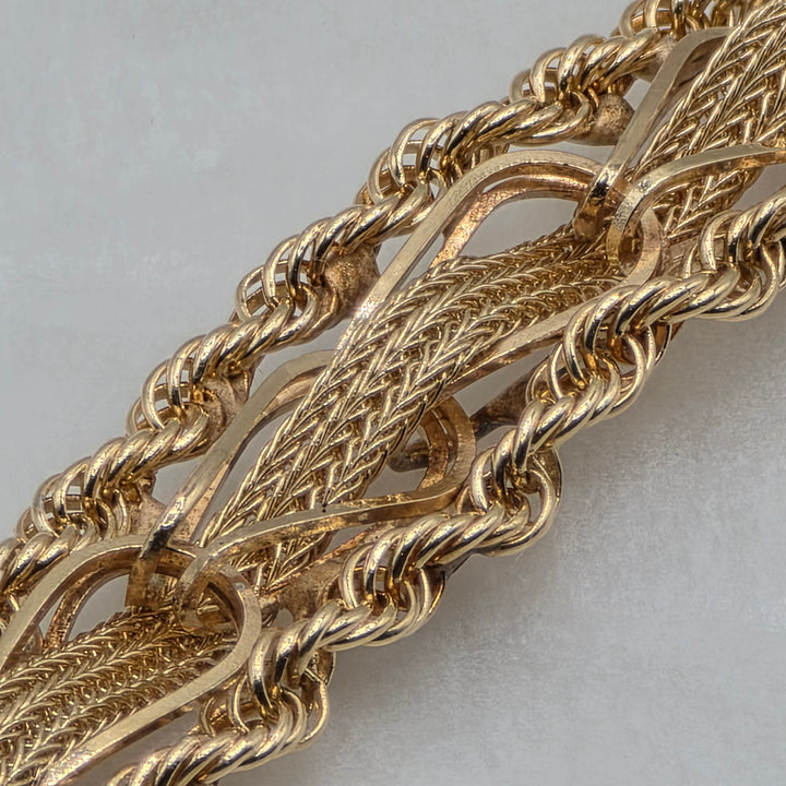 14K Gold Intricate Woven & Twisted Ropes Statement Bracelet