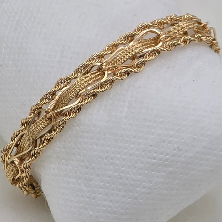 14K Gold Intricate Woven & Twisted Ropes Statement Bracelet