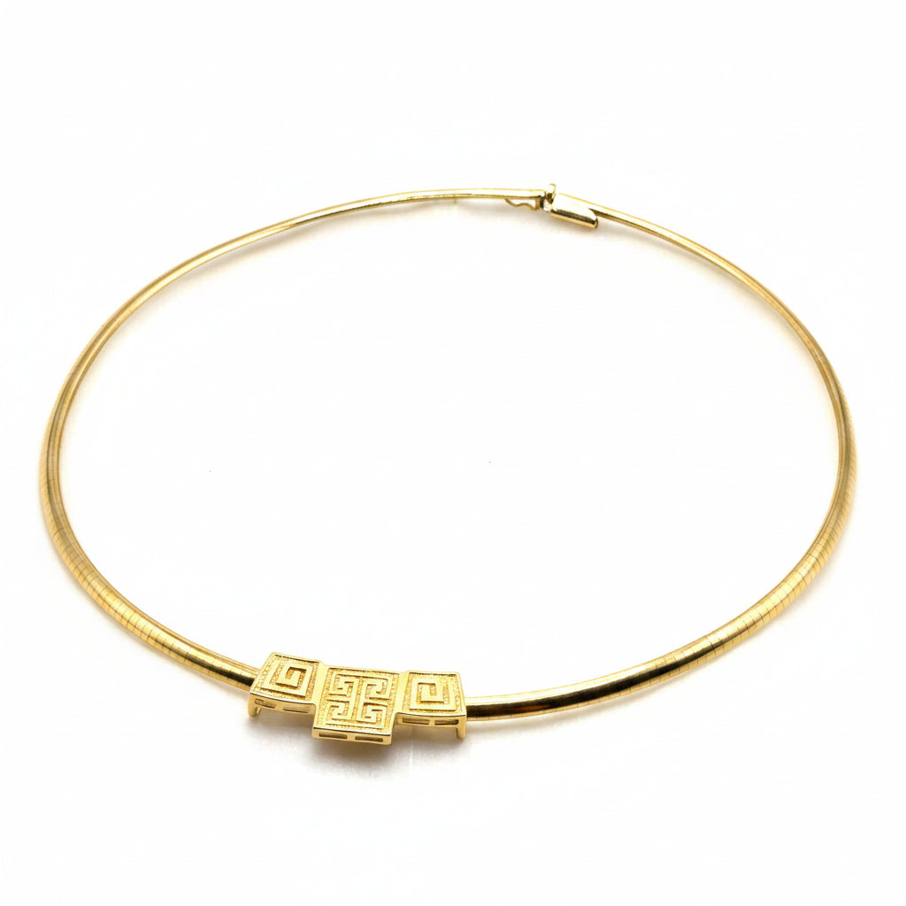 14K Gold Slinky Omega Link, Sliding Meander Necklace