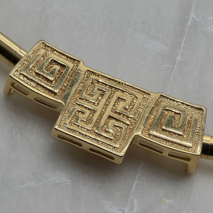 14K Gold Slinky Omega Link, Sliding Meander Necklace