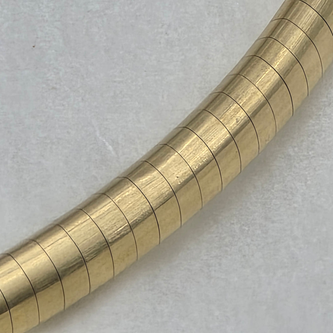 14K Gold Slinky Omega Link, Sliding Meander Necklace