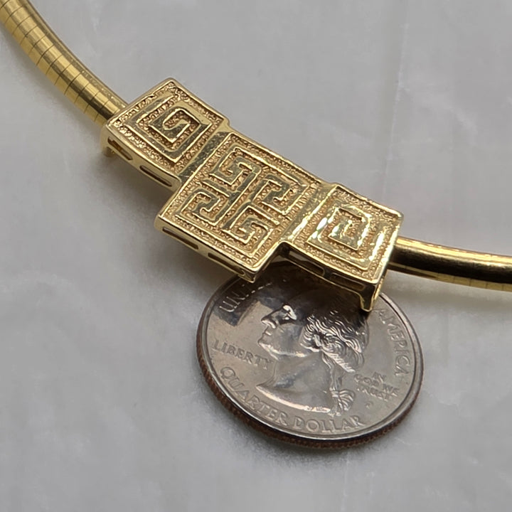 14K Gold Slinky Omega Link, Sliding Meander Necklace