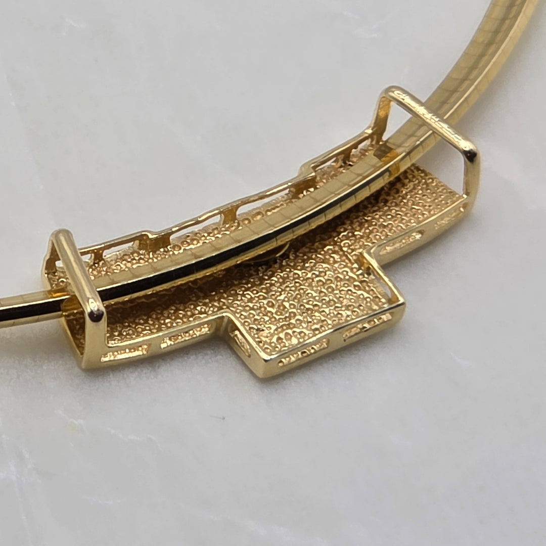 14K Gold Slinky Omega Link, Sliding Meander Necklace