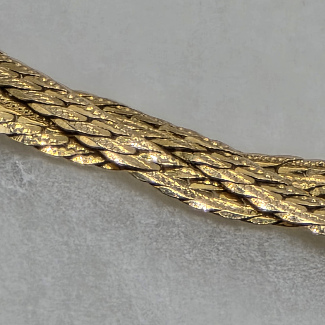 14K Gold 3 Textured Strand Braided Choker