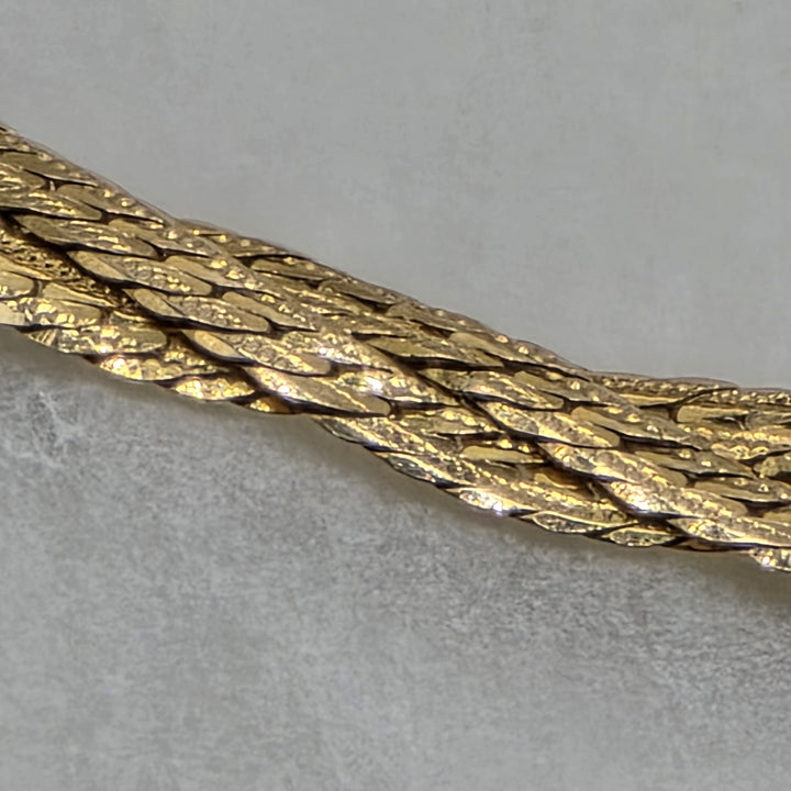 14K Gold 3 Textured Strand Braided Choker
