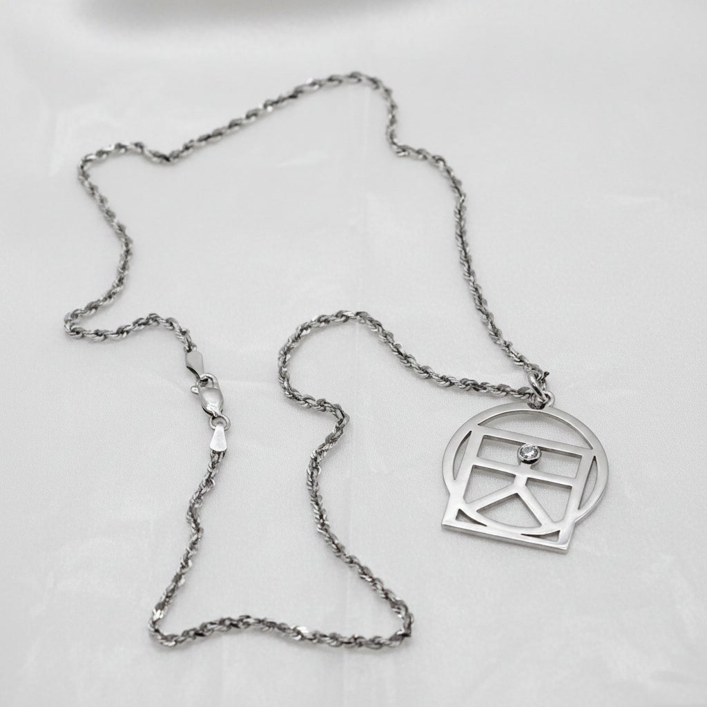 White 14K Gold and Diamond Balanced Life Necklace