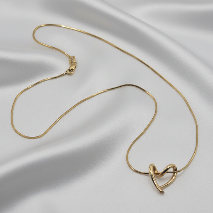 Mixed 14k & 18K Yellow Gold Asymmetrical Heart Necklace