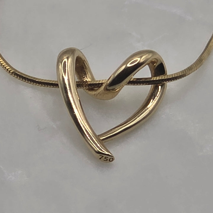 Mixed 14k & 18K Yellow Gold Asymmetrical Heart Necklace