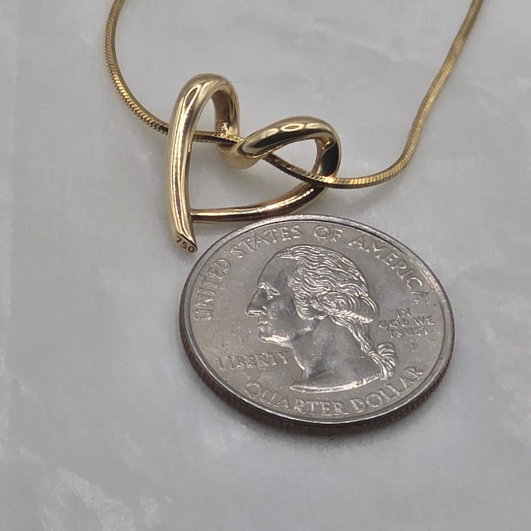 Mixed 14k & 18K Yellow Gold Asymmetrical Heart Necklace