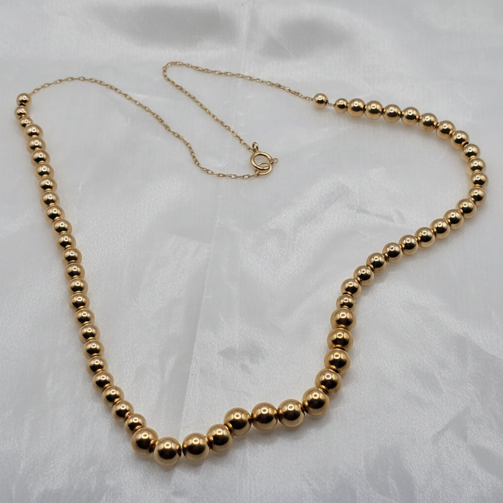 14K Gold Graduated Sliding Bead Necklace