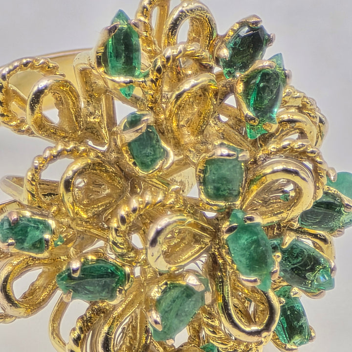 14k Gold & Emerald Open Work Statement Ring