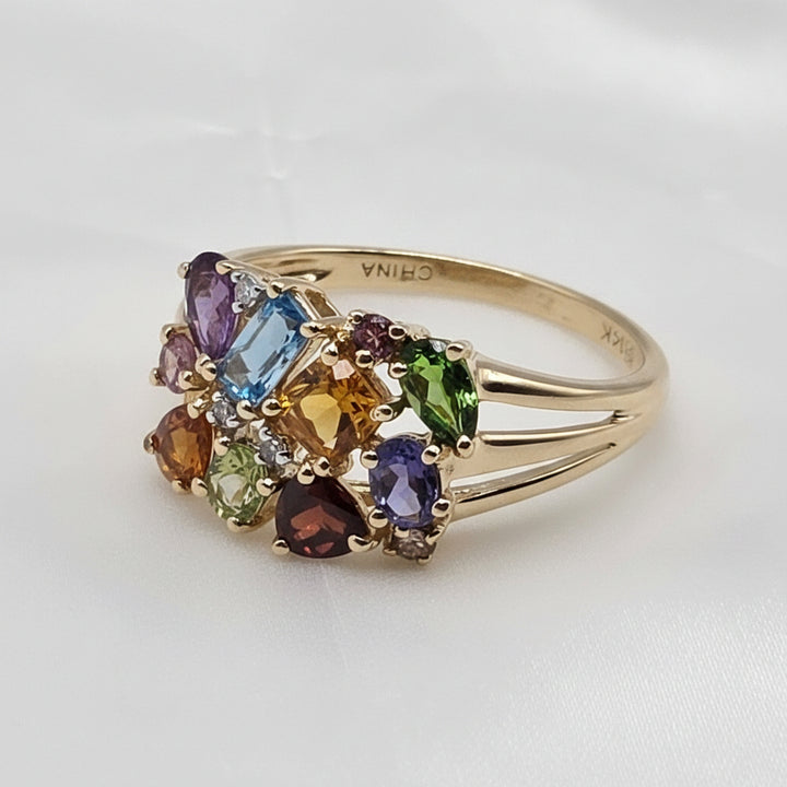 14K Gold Multi-Gem & Diamond Fun Statement Ring