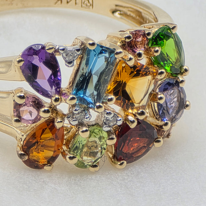 14K Gold Multi-Gem & Diamond Fun Statement Ring