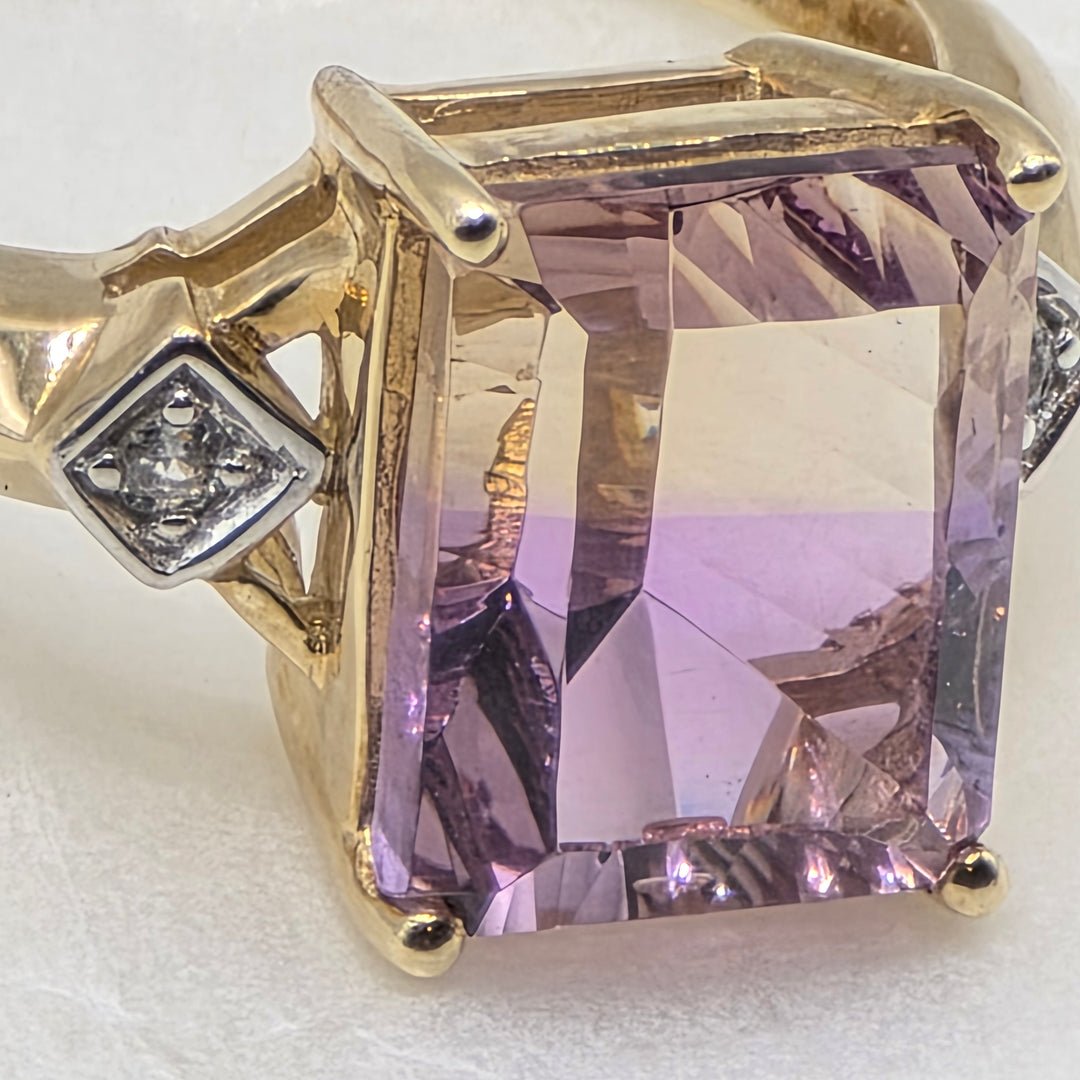 14k Gold, Ametrine & Diamond Elegant Statement Ring
