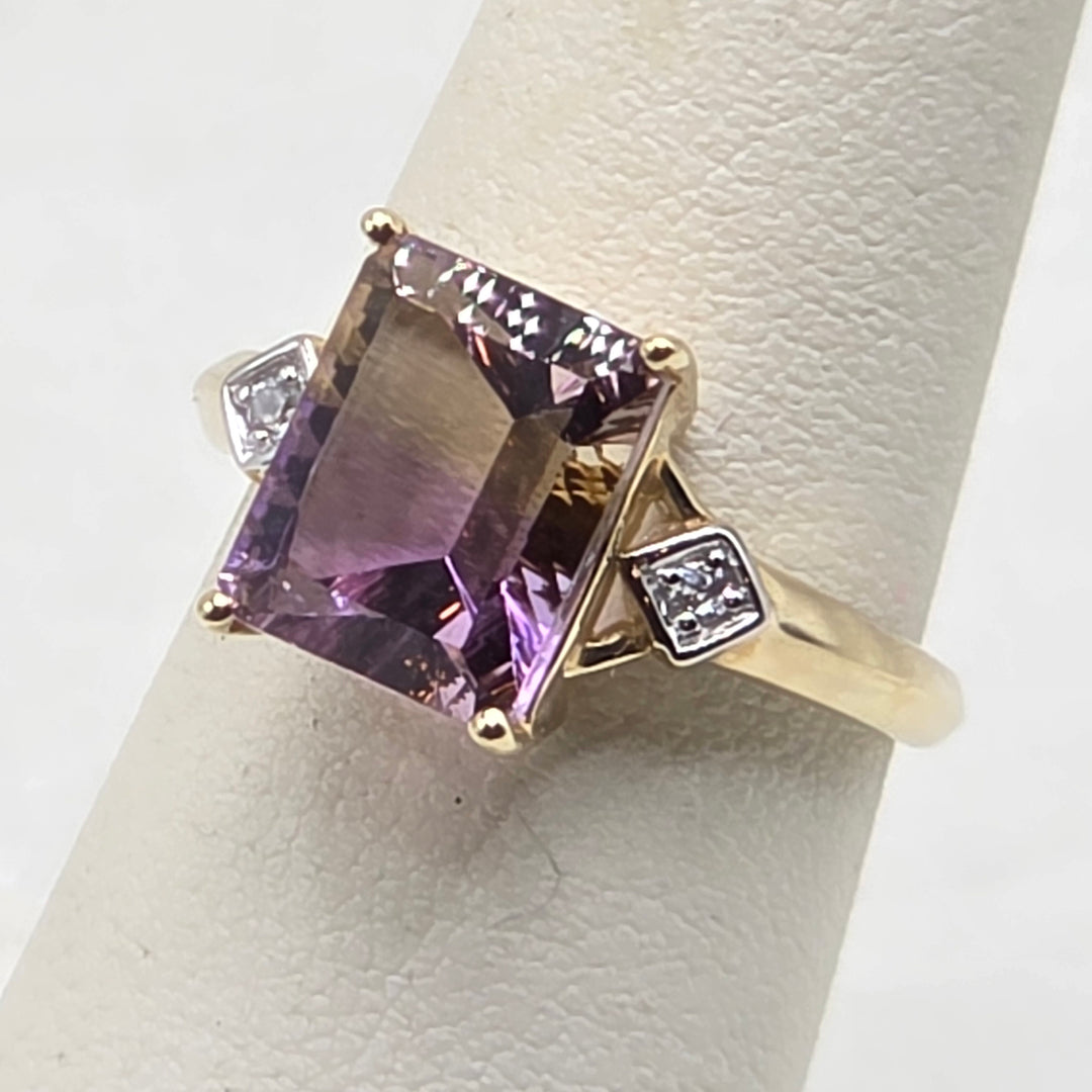 14k Gold, Ametrine & Diamond Elegant Statement Ring