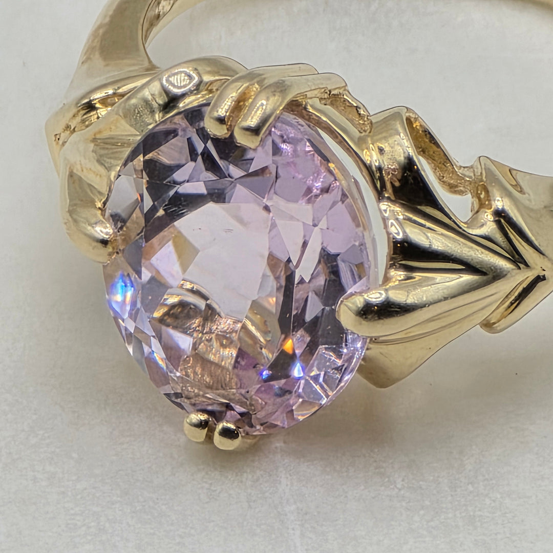 14k Gold & Light Pink Kunzite Elegant Statement Ring