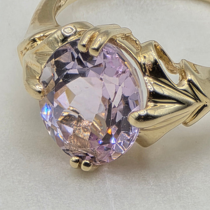 14k Gold & Light Pink Kunzite Elegant Statement Ring