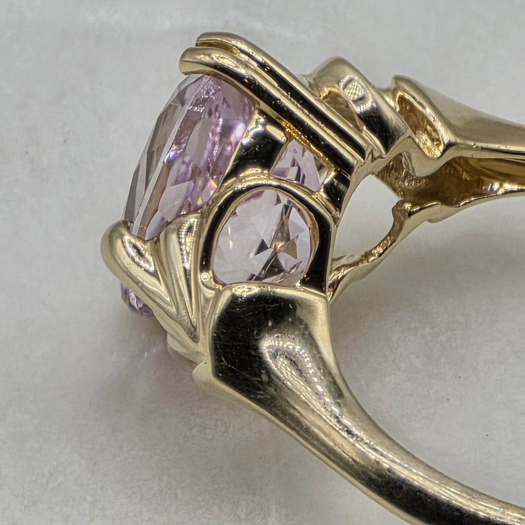 14k Gold & Light Pink Kunzite Elegant Statement Ring