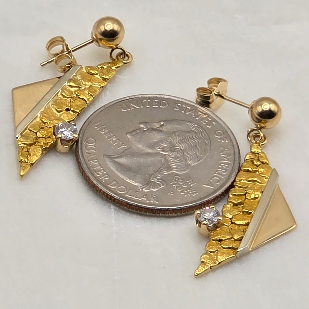 14K Gold & Diamond Geometric Dichotomy Dangle Earrings