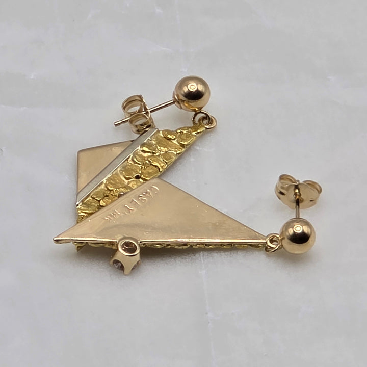 14K Gold & Diamond Geometric Dichotomy Dangle Earrings