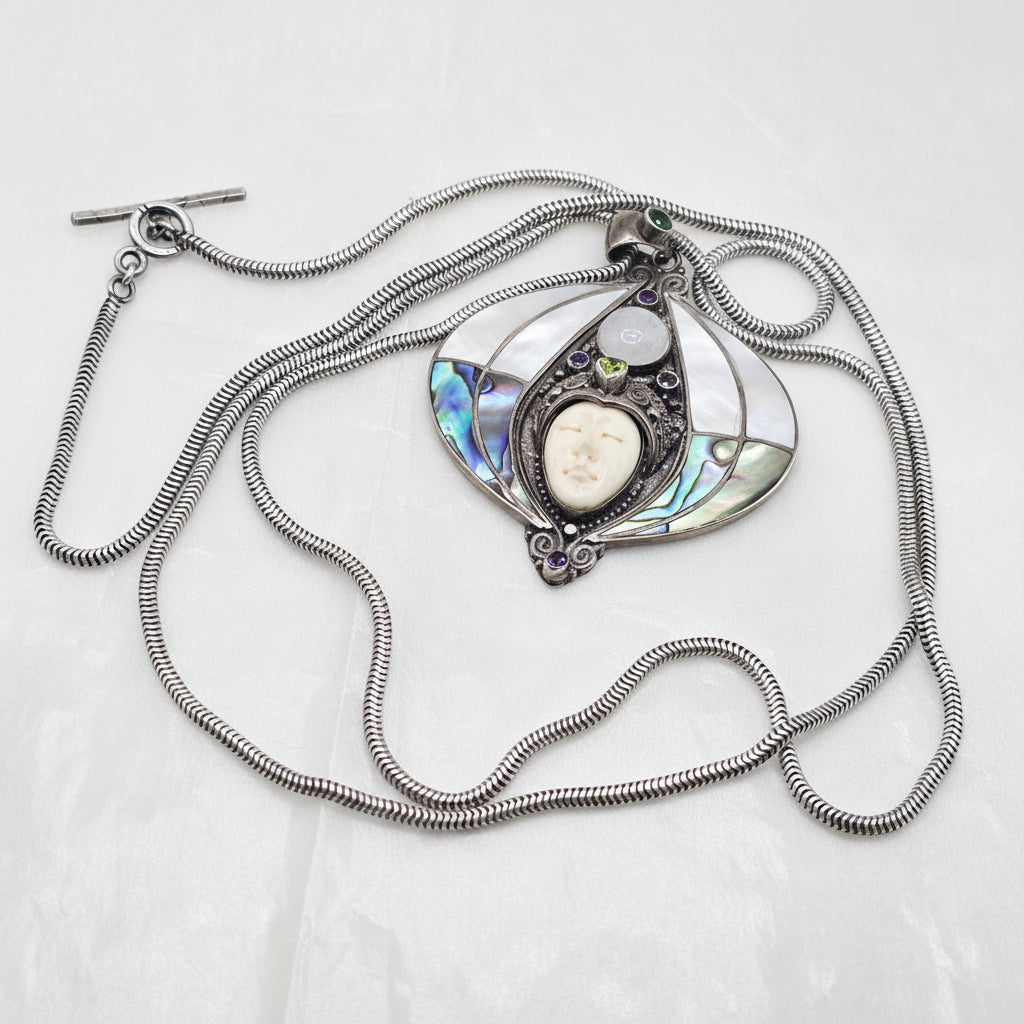Pair of Sterling Silver Bali Goddess Necklaces