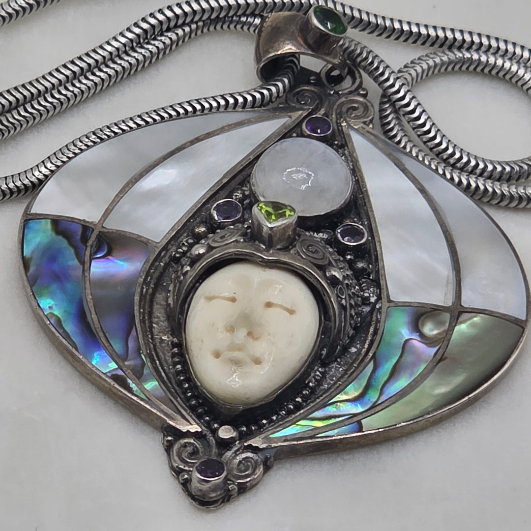 Pair of Sterling Silver Bali Goddess Necklaces