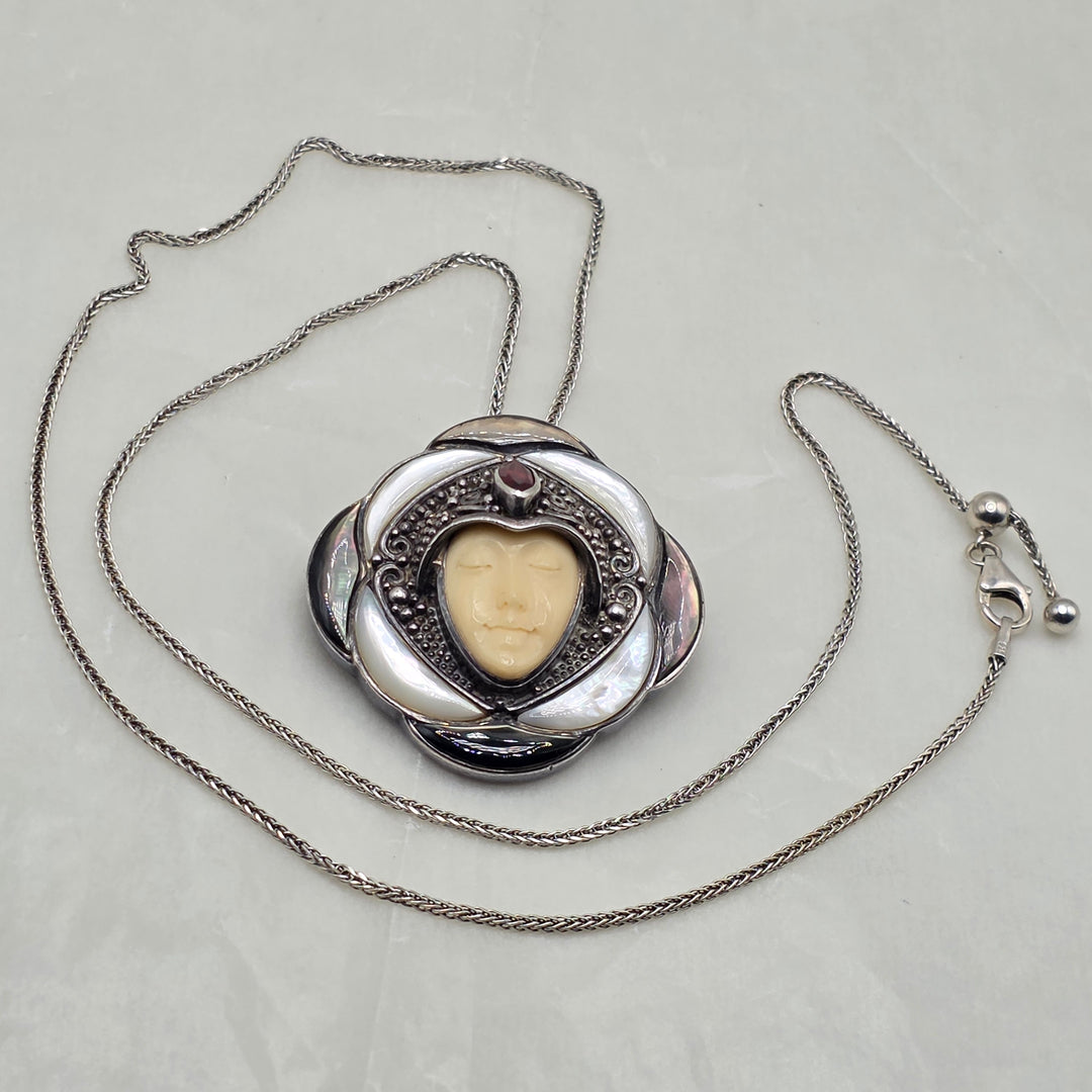 Pair of Sterling Silver Bali Goddess Necklaces